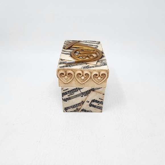 2004 Roman Inc. Trinket Jewelry Music Box French Horn Music Notes Theme 4.75x3 - Picture 6 of 15